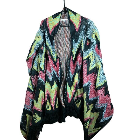 Peyton Jensen Womens Sweater Multicolored Cardigan Waterfall Open Front Small - Picture 1 of 12
